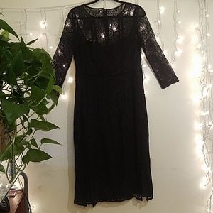 Quarter sleeve black lace dress